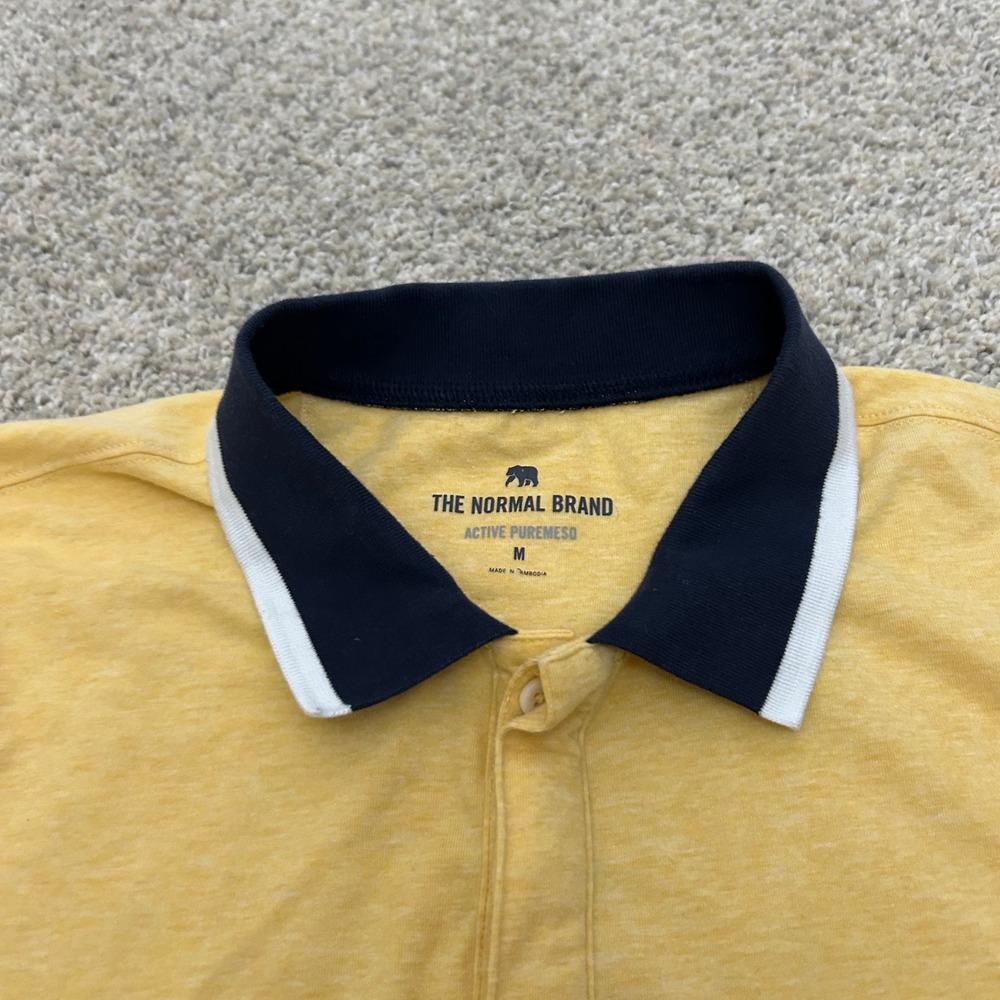 The Normal Brand‎ Polo Shirt Size M Yellow Active Puremeso Short Sleeve Pocket